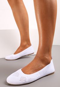 Renee - Białe Ażurowe Balerinki z Okrągłym Noskiem Siotte. Nosek buta: okrągły. Kolor: biały. Wzór: ażurowy #5