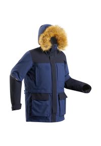 FORCLAZ - Kurtka parka trekkingowa unisex Forclaz Arctic 900 XWarm wodoodporna. Kolor: niebieski. Materiał: puch, materiał, futro, syntetyk. Długość: długie. Sezon: zima