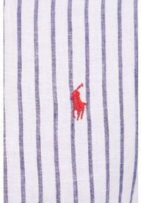 Polo Ralph Lauren koszula lniana męska kolor biały slim z kołnierzykiem button-down. Typ kołnierza: polo, button down. Kolor: biały. Materiał: len. Długość rękawa: długi rękaw. Długość: długie