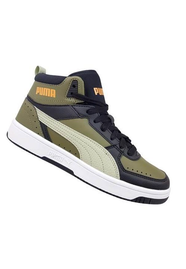 Buty do chodzenia damskie Puma Rebound Joy Blocked JR. Wysokość cholewki: za kostkę. Zapięcie: sznurówki. Kolor: wielokolorowy, zielony. Materiał: guma, materiał, syntetyk. Szerokość cholewki: normalna. Sport: turystyka piesza