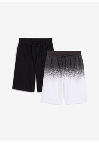 bonprix - Bermudy dżersejowe z czystej bawełny organicznej (2 pary). Kolor: czarny. Materiał: dresówka, jersey, bawełna. Wzór: nadruk
