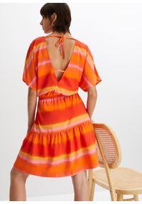bonprix - Sukienka z ozdobnym elementem z tyłu. Kolor: pomarańczowy. Sezon: lato. Długość: mini #1