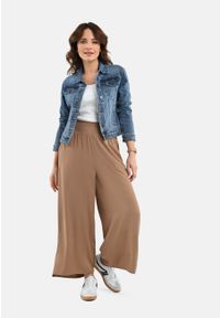 Volcano - Luźne, szerokie spodnie R-AMINA. Materiał: wiskoza, skóra, materiał. Sezon: wiosna, lato. Styl: klasyczny #1