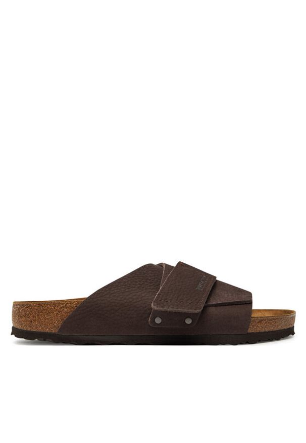 Birkenstock Klapki Kyoto Lenb 1022498 Brązowy. Kolor: brązowy. Materiał: nubuk, skóra