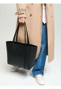 Sinsay - Torba shopper - czarny. Kolor: czarny. Materiał: skórzane