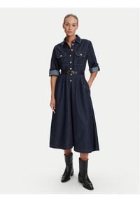 Liu Jo Sukienka jeansowa UF5148 D0268 Granatowy Regular Fit. Kolor: niebieski. Materiał: bawełna