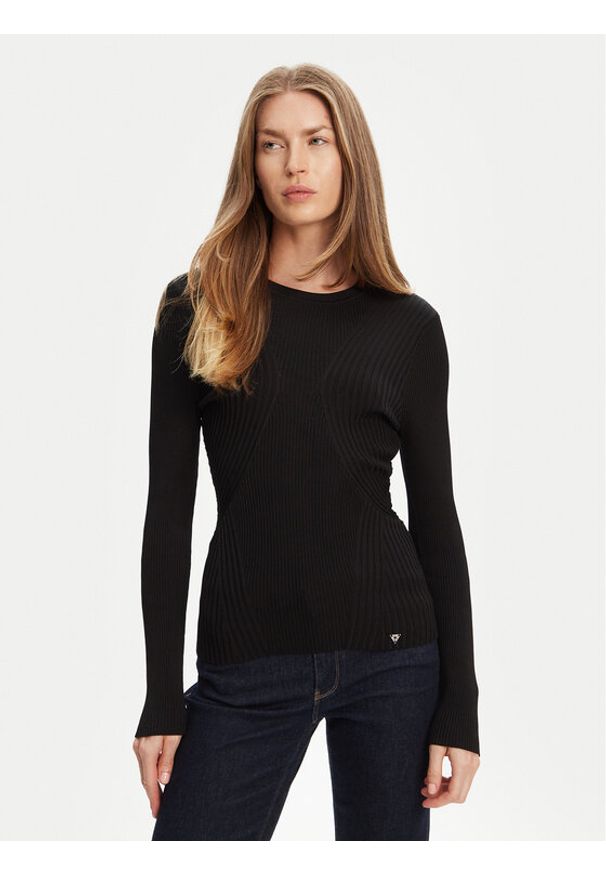 Guess Sweter W5YR08 Z0040 Czarny Slim Fit. Kolor: czarny. Materiał: syntetyk