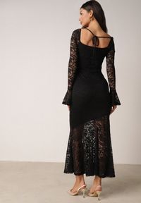 Born2be - Czarna Koronkowa Sukienka VICES o Eleganckim Kroju z Wiązaniem na Plecach Irinlenne. Okazja: na randkę. Kolor: czarny. Materiał: koronka. Styl: elegancki #5