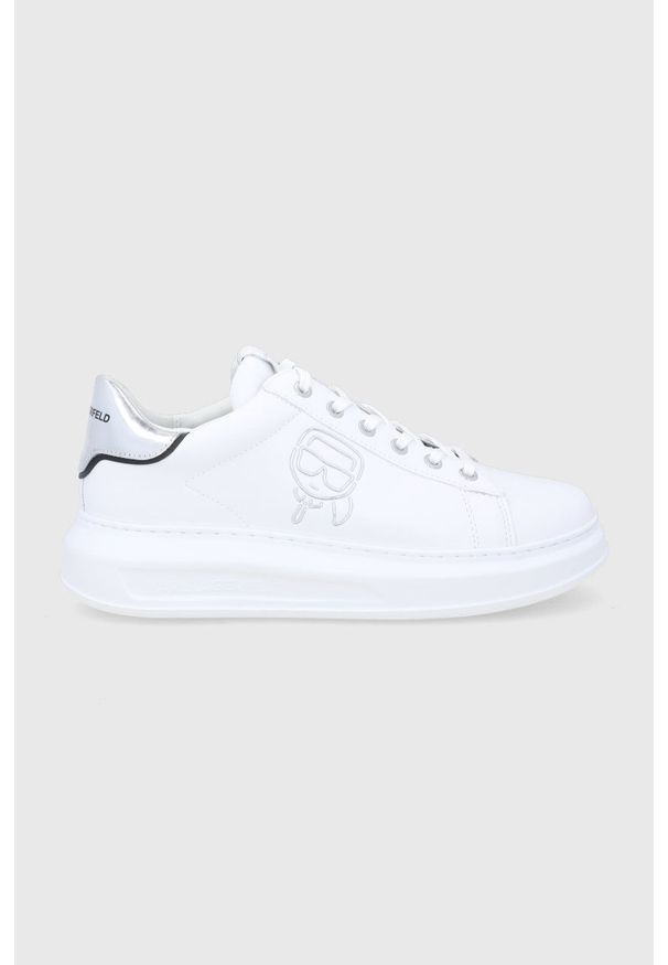 Karl Lagerfeld Buty skórzane KL52531.01S kolor biały. Nosek buta: okrągły. Zapięcie: sznurówki. Kolor: biały. Materiał: skóra
