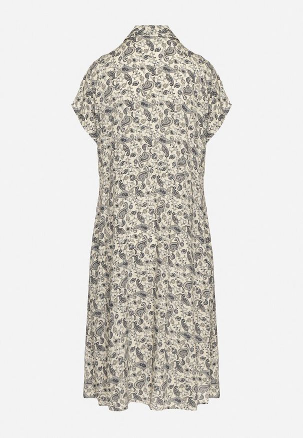 Born2be - Czarna Sukienka Bawełniana Koszulowa we Wzór Paisley Aelluria. Kolor: czarny. Materiał: bawełna. Wzór: paisley. Typ sukienki: koszulowe