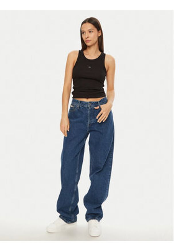 Calvin Klein Jeans Top J20J224762 Czarny Slim Fit. Kolor: czarny. Materiał: bawełna