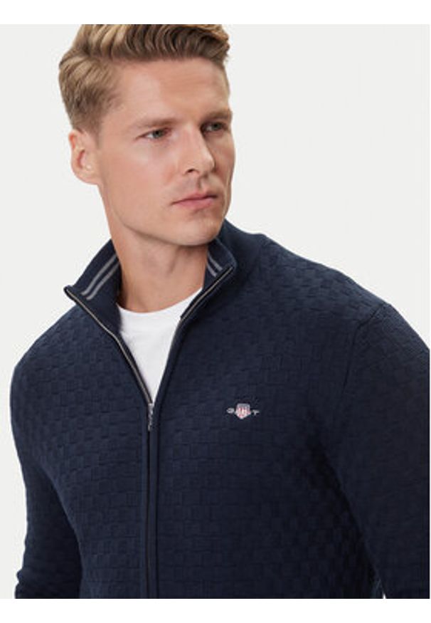 GANT - Gant Kardigan 8030263 Granatowy Regular Fit. Kolor: niebieski. Materiał: bawełna