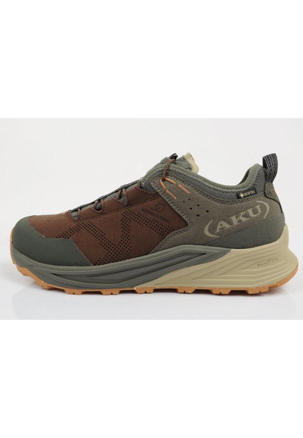 Buty sportowe trekkingowe męskie Aku Omina Gore-tex lekkie. Kolor: zielony, brązowy, wielokolorowy. Technologia: Gore-Tex