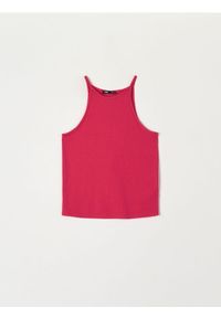 Sinsay - Top w prążki - czerwony. Kolor: czerwony. Materiał: włókno. Wzór: prążki #1