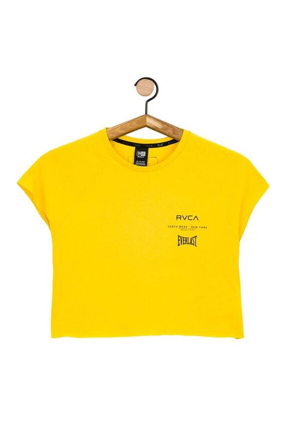 RVCA - Koszulka sportowa damska Rvca Everlast Raglan Musc. Kolor: żółty. Materiał: bawełna. Długość rękawa: raglanowy rękaw