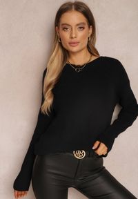 Renee - Czarny Sweter Lyna. Kolor: czarny. Długość rękawa: długi rękaw. Długość: długie. Wzór: jednolity. Styl: klasyczny