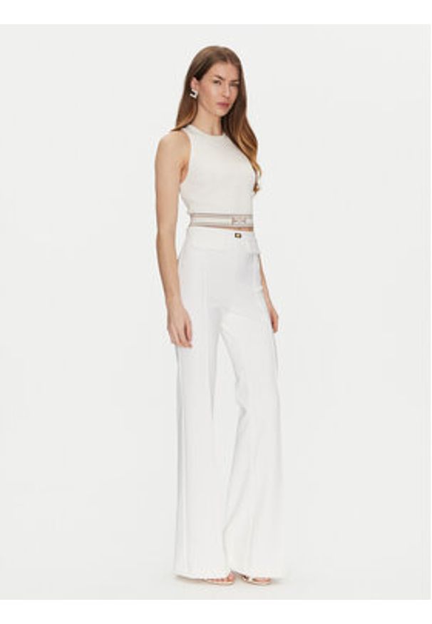 Elisabetta Franchi Spodnie materiałowe PA-078-51E2-V300 Biały Regular Fit. Kolor: biały. Materiał: syntetyk
