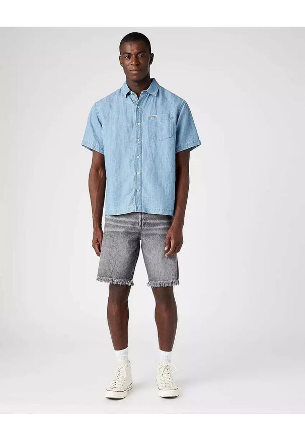 Wrangler - WRANGLER SS 1 PKT SHIRT MĘSKA KOSZULA JEANSOWA LIGHT HEMP W5E3BNH97 112146114. Materiał: jeans