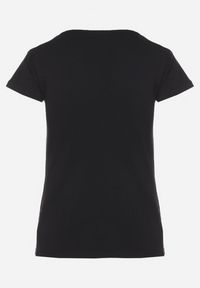 Born2be - Czarny T-shirt z Bawełny o Prostym Kroju z Dekoltem w Serek Fevireena. Okazja: na co dzień. Typ kołnierza: dekolt w serek. Kolor: czarny. Materiał: bawełna. Styl: elegancki, casual #5