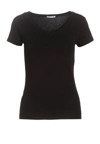 Born2be - Czarny T-shirt Nysalphia. Kolor: czarny. Materiał: dzianina, bawełna, elastan. Długość rękawa: krótki rękaw. Długość: krótkie. Styl: klasyczny