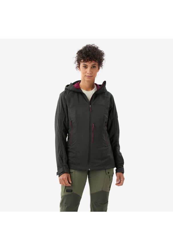 SIMOND - Kurtka turystyczna damska MT900 Softshell. Kolor: zielony. Materiał: softshell. Sport: turystyka piesza