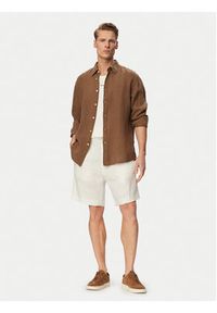 Hugo - HUGO Szorty materiałowe Cino 262FW 50562792 Kremowy Straight Fit. Kolor: kremowy. Materiał: len #2