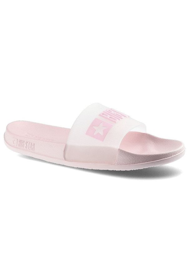 Big-Star - Różowe Klapki Big Star Damskie Buty Na Lato. Okazja: na spacer, do pracy, na plażę. Kolor: różowy. Wzór: napisy. Sezon: lato. Styl: wakacyjny