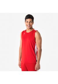 KIPSTA - Koszulka do koszykówki bez rękawów unisex Tank 100. Kolor: czerwony, biały, wielokolorowy. Materiał: materiał, poliester. Długość rękawa: bez rękawów. Sport: koszykówka