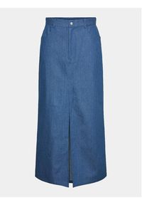 Pieces Spódnica jeansowa 17150001 Niebieski Regular Fit. Kolor: niebieski. Materiał: bawełna #8