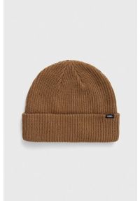 Vans czapka kolor brązowy z grubej dzianiny. Kolor: brązowy. Materiał: dzianina #1
