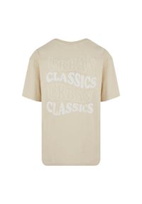 Urban Classics - Męska Koszulka Wavy Logo Heavyweight Oversized T-shirt. Kolor: beżowy