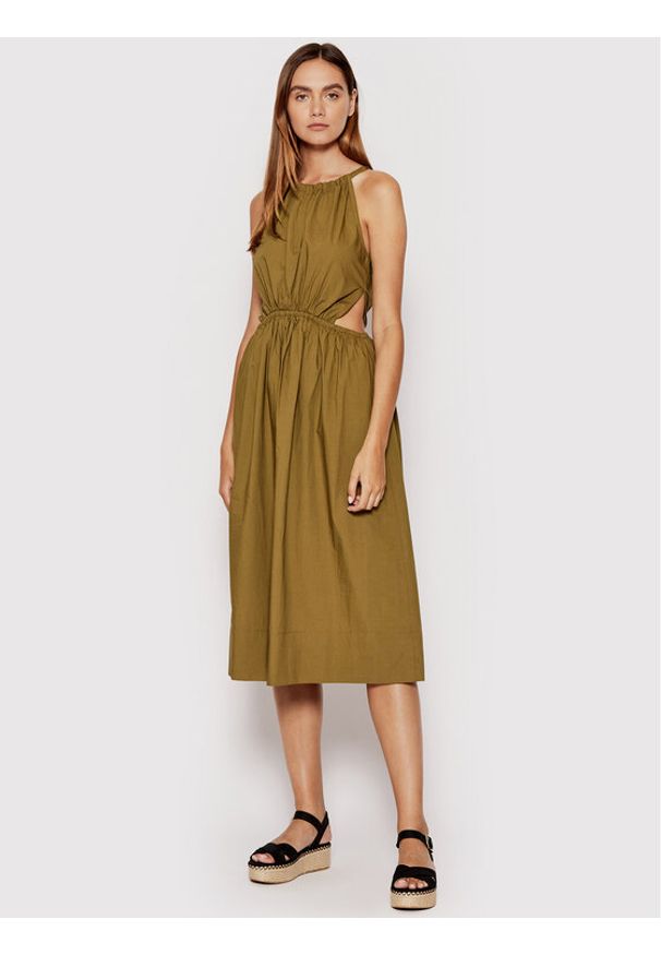 Sisley Sukienka letnia 4JOZLV00U Brązowy Regular Fit. Kolor: brązowy. Materiał: bawełna. Sezon: lato