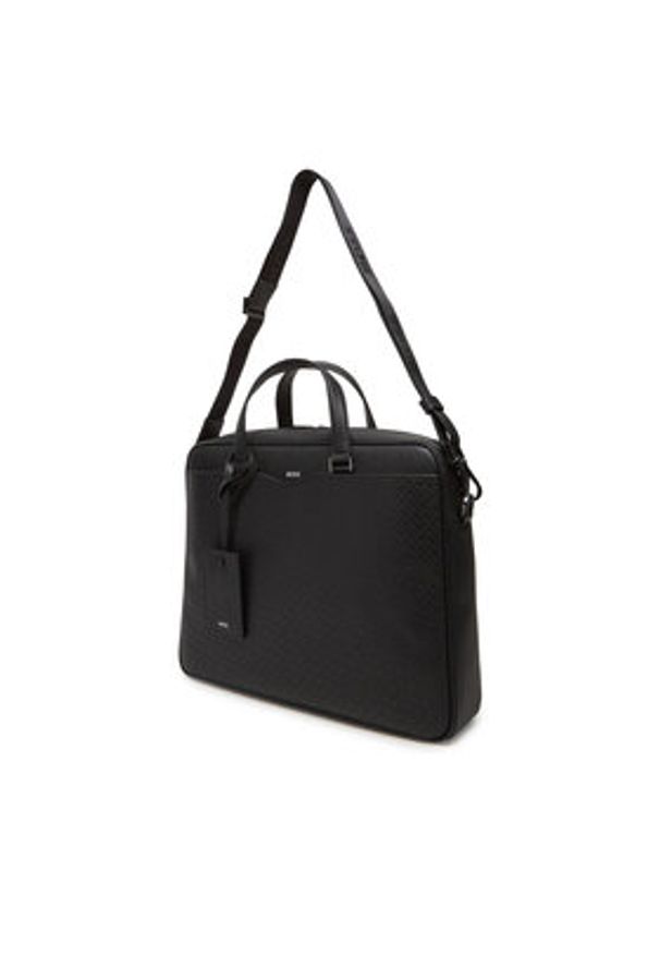 BOSS Torba na laptopa 50542235 Czarny. Kolor: czarny. Materiał: skóra