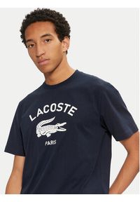 Lacoste T-Shirt TH2733 Granatowy Classic Fit. Kolor: niebieski. Materiał: bawełna