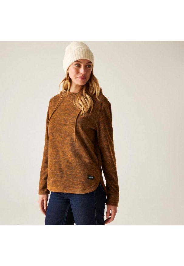 Regatta - Bluza damska z kapturem Mayse. Typ kołnierza: kaptur. Kolor: brązowy. Materiał: dzianina, bawełna, polar. Wzór: melanż. Sport: turystyka piesza