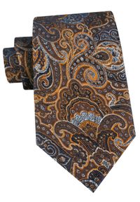 Męski Krawat - Chattier - Odcienie Brązu i Pomarańczy, Wzór Orientalny. Kolor: wielokolorowy, brązowy, beżowy. Materiał: tkanina. Styl: elegancki, klasyczny, wizytowy #1