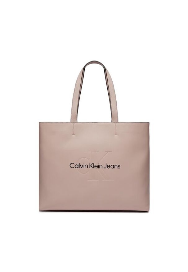 Calvin Klein Jeans Torebka Sculpted Slim Tote34 Mono K60K610825 Różowy. Kolor: różowy. Materiał: skórzane