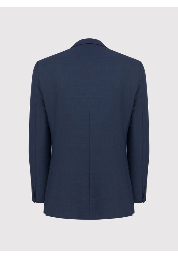 Pako Lorente - PAKO LORENTE – Granatowa marynarka garniturowa w subtelną kratę. Kolor: niebieski. Materiał: poliester, elastan, wiskoza. Wzór: kratka