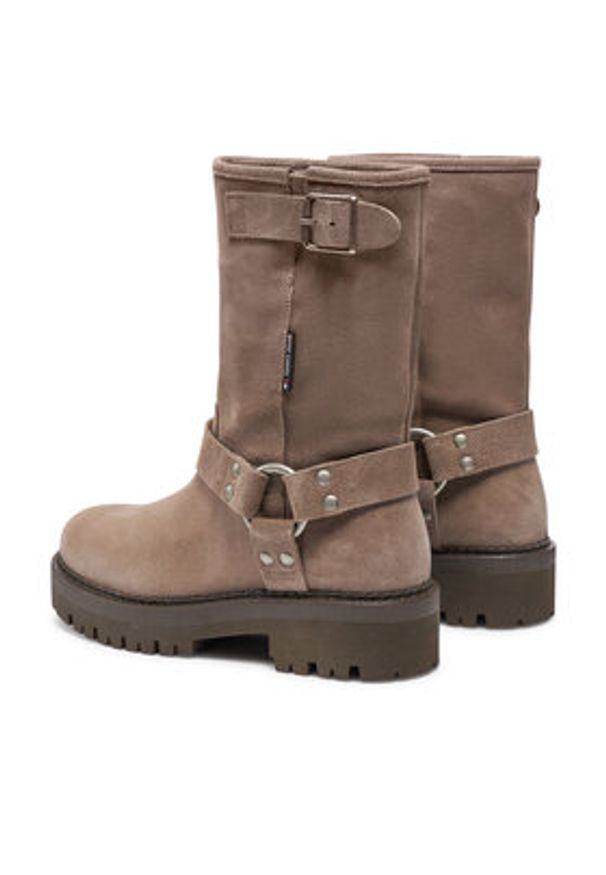 Tommy Jeans Botki Tjw Urban Biker Boot Suede EN0EN02729 Szary. Kolor: szary. Materiał: skóra, zamsz