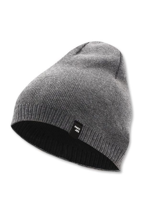Czapka Dwustronna, Grafitowo-Czarna Ciepła, Jesienno-Zimowa, Beanie -Pako Jeans. Kolor: wielokolorowy, czarny, szary. Materiał: akryl. Wzór: ze splotem. Sezon: jesień, zima. Styl: sportowy