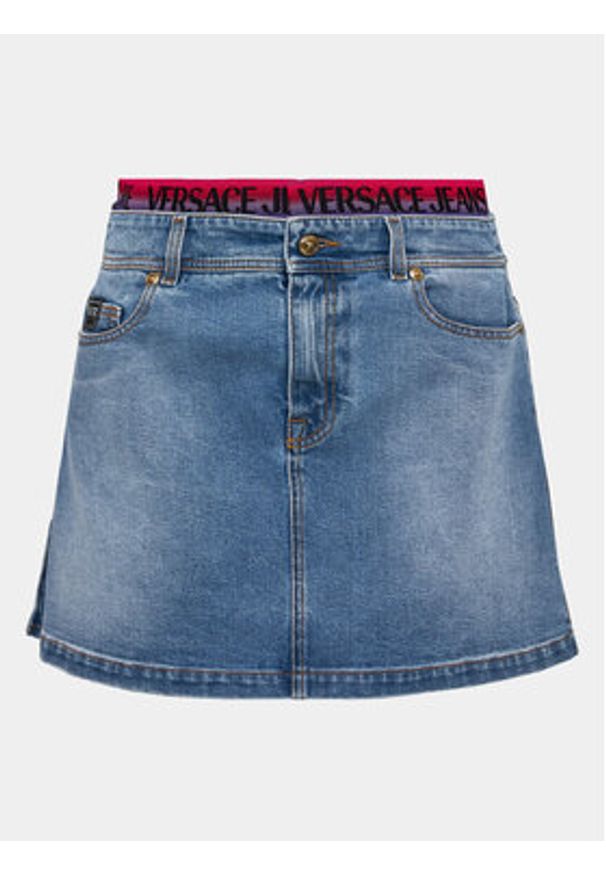 Versace Jeans Couture Spódnica mini 74HAE85B Niebieski Regular Fit. Kolor: niebieski. Materiał: bawełna