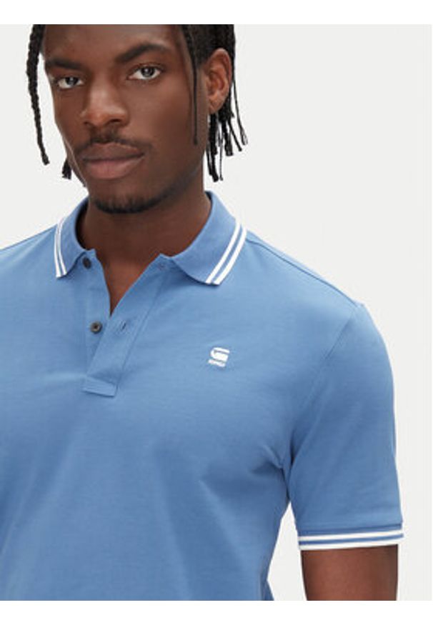 G-Star RAW - G-Star Raw Polo Dunda D17127-5864 Brązowy Slim Fit. Typ kołnierza: polo. Kolor: brązowy. Materiał: bawełna