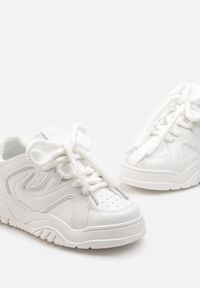 Renee - Białe Sneakersy na Platformie z Grubymi Sznurówkami Imyria. Kolor: biały. Obcas: na platformie #3