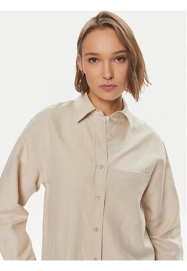 Calvin Klein Koszula K20K206694 Beżowy Relaxed Fit. Kolor: beżowy. Materiał: lyocell