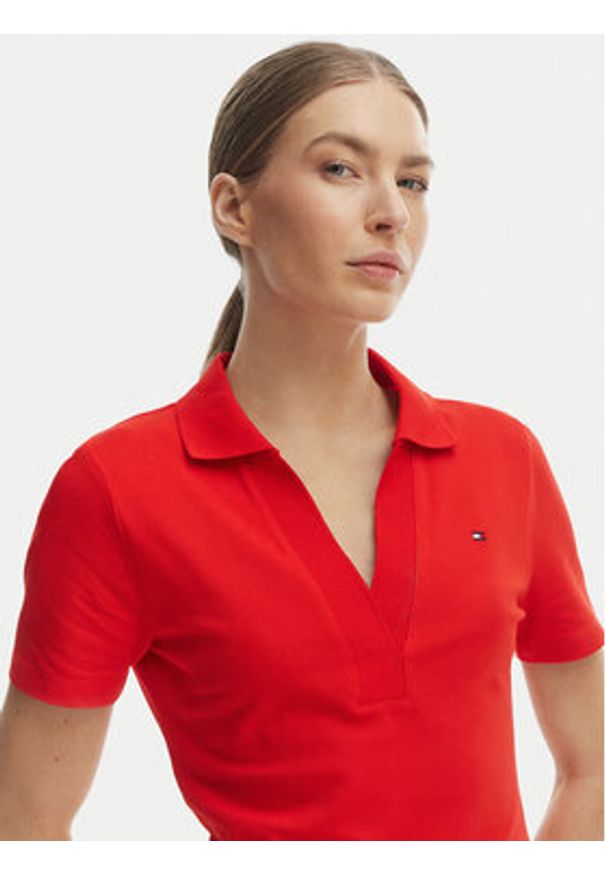 TOMMY HILFIGER - Tommy Hilfiger Sukienka codzienna WW0WW42567 Pomarańczowy Slim Fit. Okazja: na co dzień. Kolor: pomarańczowy. Materiał: bawełna. Typ sukienki: proste. Styl: casual