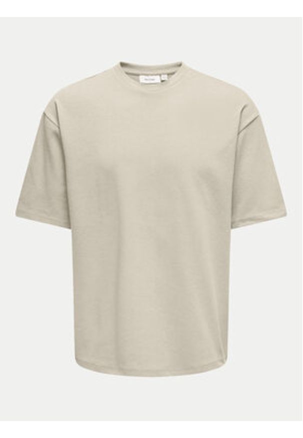 Only & Sons T-Shirt Caspian 22031940 Beżowy Authentic Fit. Kolor: beżowy. Materiał: bawełna