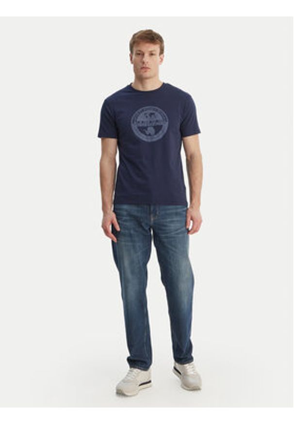 Napapijri T-Shirt S-Mahsa NP0A4FZB Granatowy Regular Fit. Kolor: niebieski. Materiał: bawełna