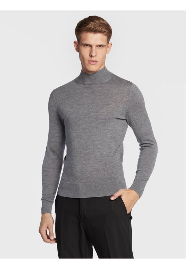 Calvin Klein Golf Superior K10K110424 Szary Regular Fit. Typ kołnierza: golf. Kolor: szary. Materiał: wełna