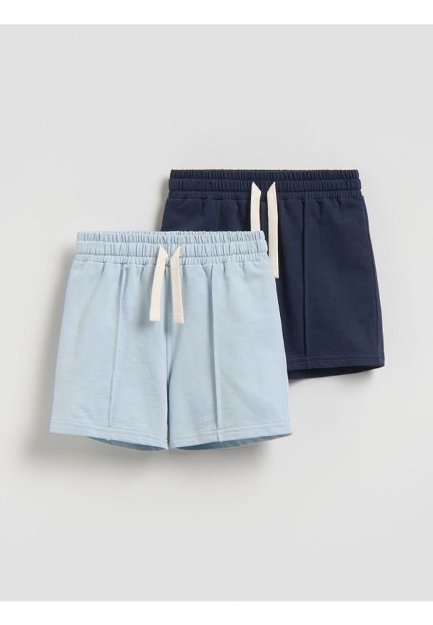 Reserved - Bawełniane szorty 2 pack - niebieski. Kolor: niebieski. Materiał: bawełna