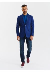 Pako Lorente - PAKO LORENTE – Granatowa casualowa marynarka męska w zieloną kratę. Okazja: na co dzień. Kolor: niebieski, wielokolorowy, zielony. Materiał: wełna, len. Sezon: lato. Styl: casual #6